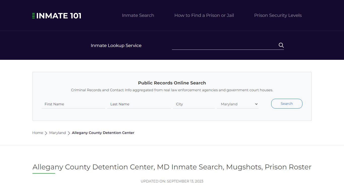 Allegany County Detention Center, MD Inmate Search, Mugshots, Prison ...